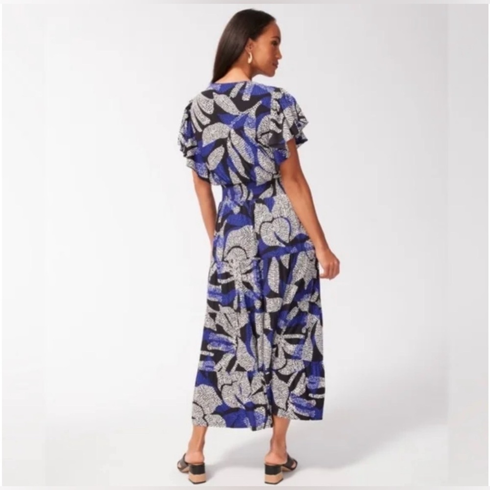 Chico's Floral Flutter Sleeve Maxi V-neck - Picture 2 of 6